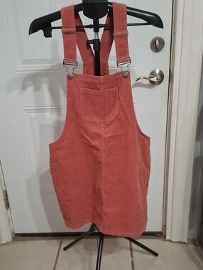 Wishful Park Corduroy Overall Shorts in Rust Orange